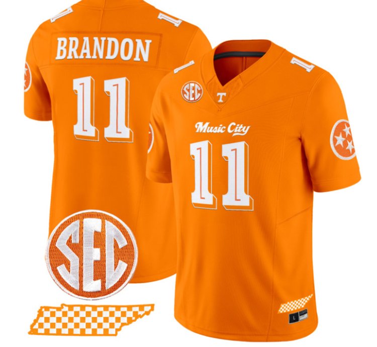 Faizon Brandon Jersey 11 Tennessee Vols Music City Edition Stitched Orange