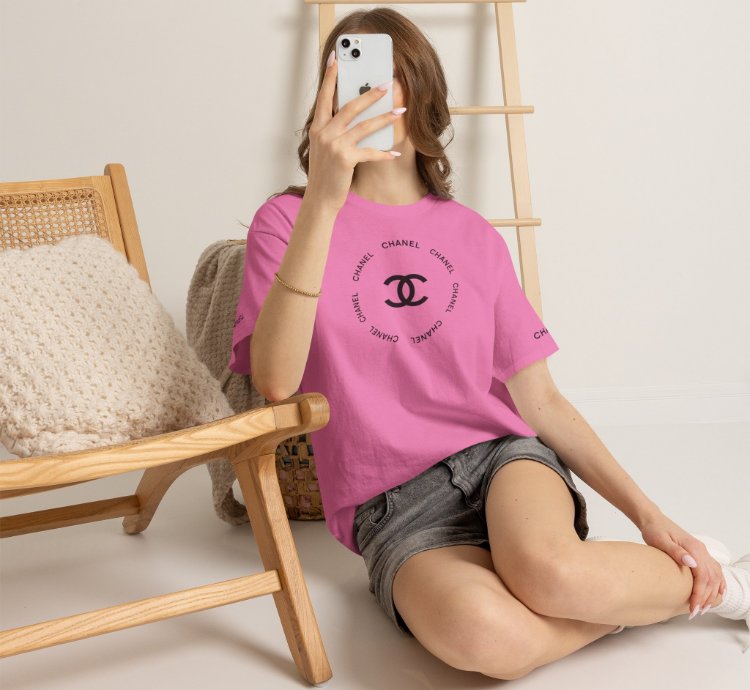 Chanel Logo Circle Pink T-shirt - Size Usa