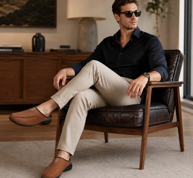 Mens Leather Slip On Mule Shoes Casual Comfort Sandals Lightweight Everyday Walking Footwear Gift For Him In Tan