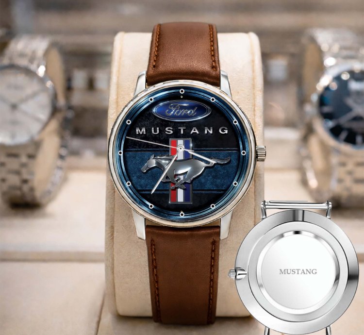 Mustang Logo Classic Watch For Men With Silver Steel Strap