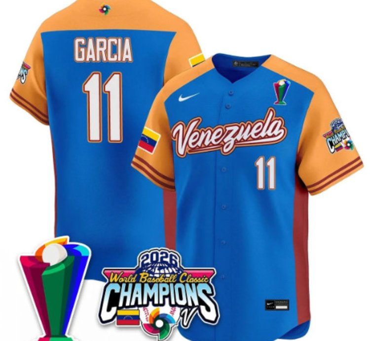Maikel Garcia 11 Venezuela Baseball Jersey 2026 World Baseball Classic Champions Limited Stitched