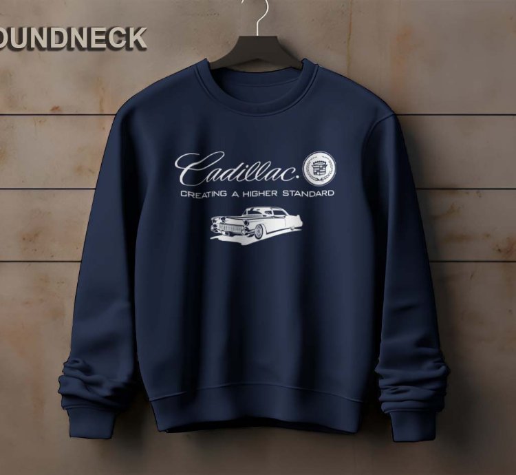 Cadillac Logo Sweatshirt Elegant Classic Car Design Us Size