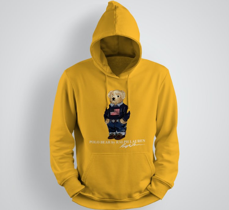 Classic Bear Hoodie Unisex Pullover Gold