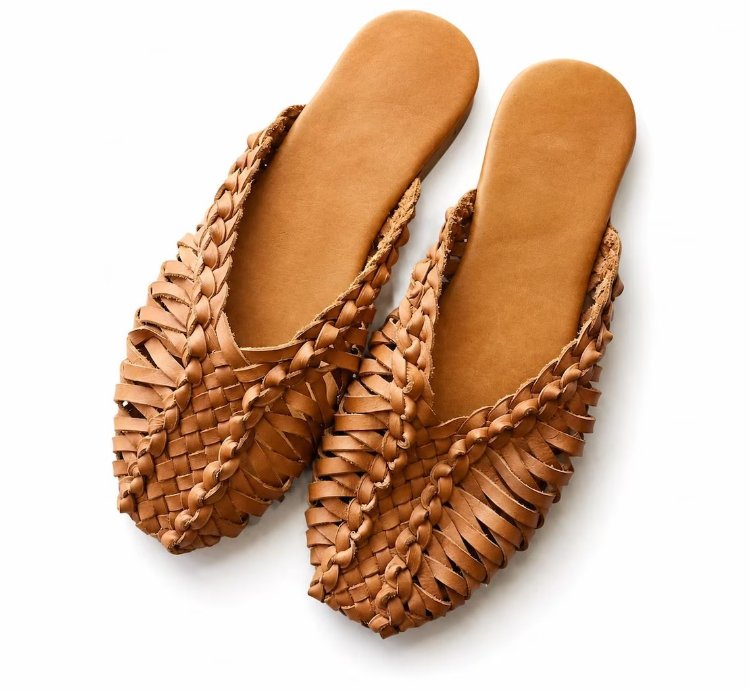 Handmade Woven Leather Mules Boho Bali Resort Flats Summer Sandals