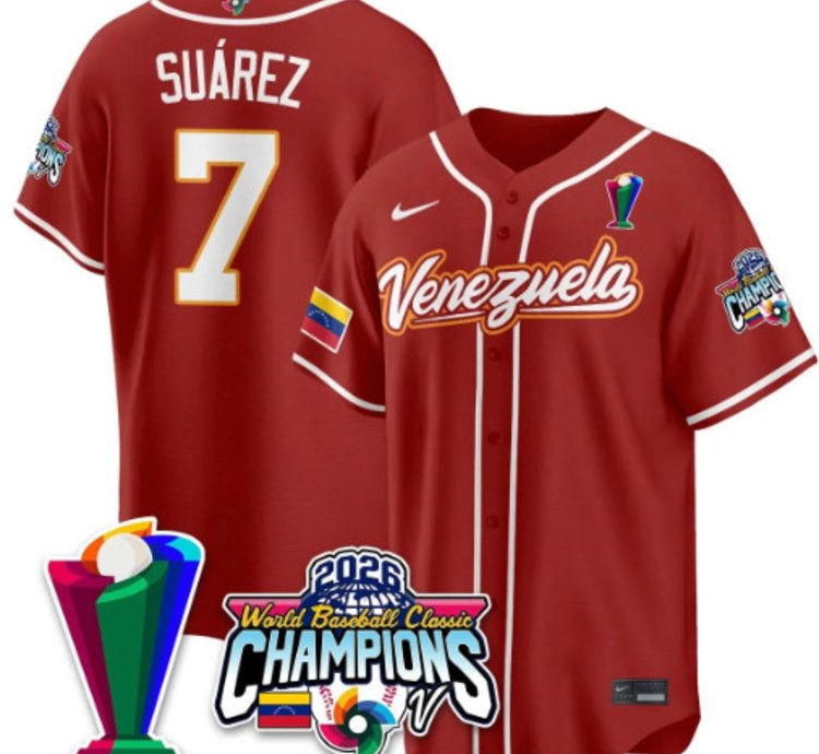 Eugenio Suarez 7 Venezuela Baseball Jersey 2026 World Baseball Classic Champions Limited Stitched