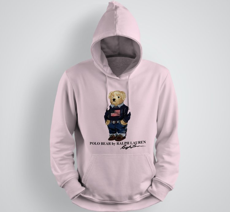 Classic Bear Hoodie Unisex Pullover Light Pink