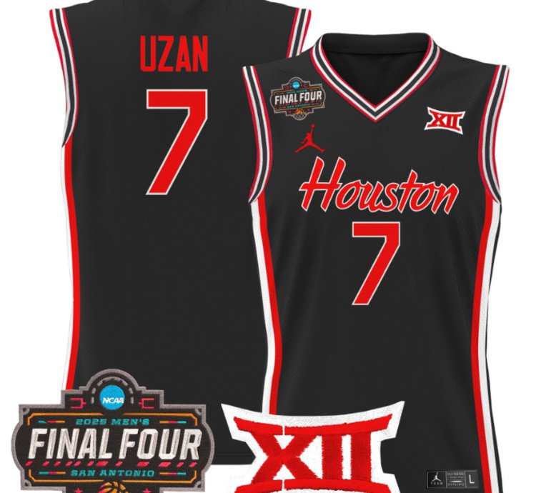 Milos Uzan Jersey 7 Houston Cougars 2025 Final Four Patch Stitched Black