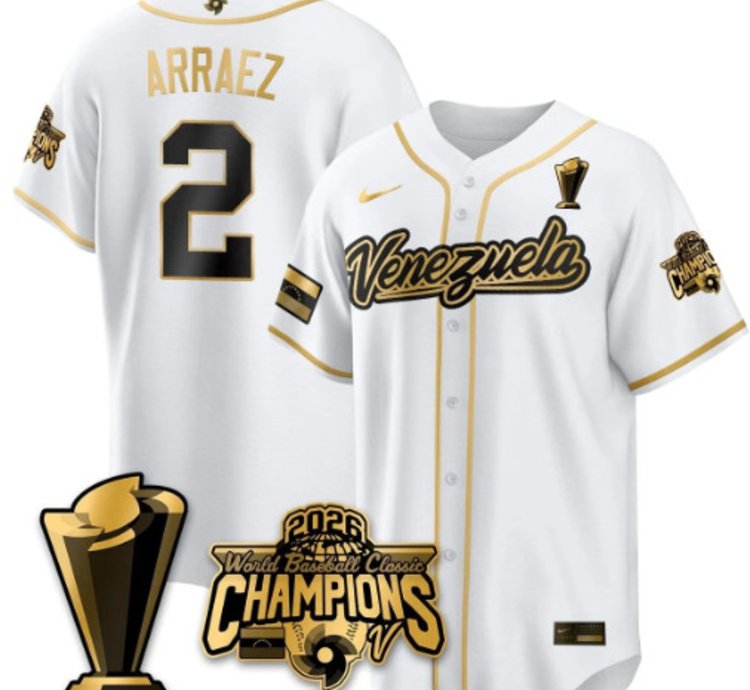 Luis Arraez 2 Venezuela Baseball Jersey 2026 World Baseball Classic Champions Limited Stitched