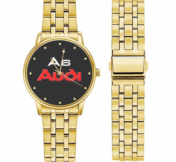 Audi A6 Logo Sport Watch Metal Band Stainless Steel