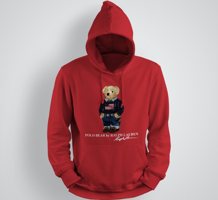 Classic Bear Hoodie Unisex Pullover Red
