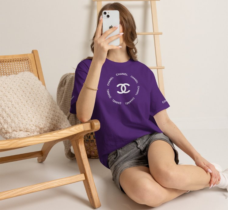 Chanel Logo Circle Purple T-shirt - Size Usa
