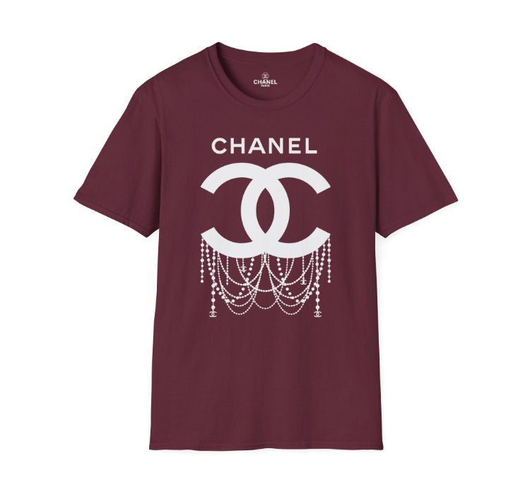 Chanel Logo Necklace Maroon T-shirt - Size Usa