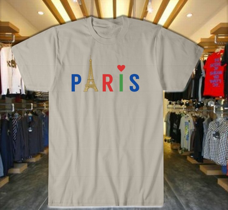 Paris Style Eiffel Tower T-shirt Beautiful Gray