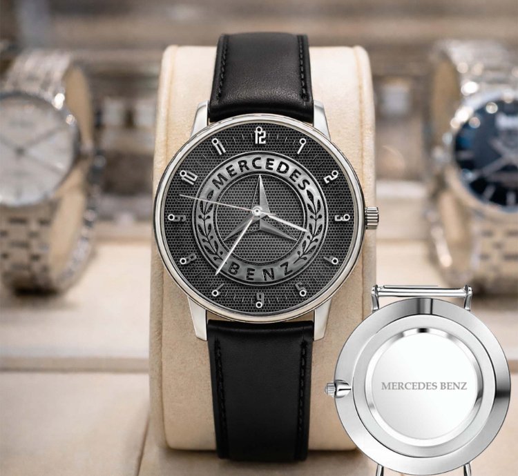 Mercedes Benz Sport Car Mens Watch Brake Caliper Dial Gold Metal Strap