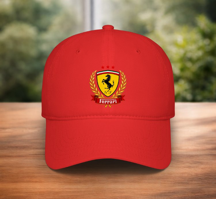 Ferrari Style Baseball Cap Black Adjustable Racing Hat Premium Unisex Cap