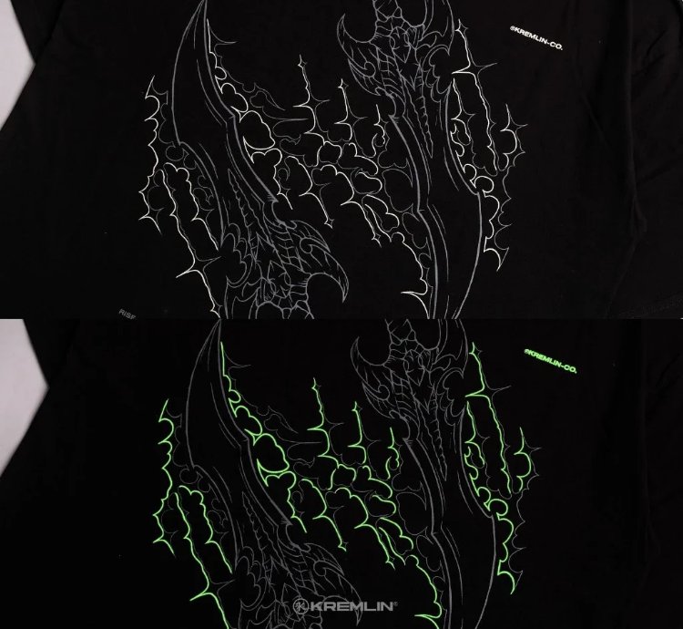 Kremlin Rise - T-shirt Boxy Os Fit Glow In The Dark Black