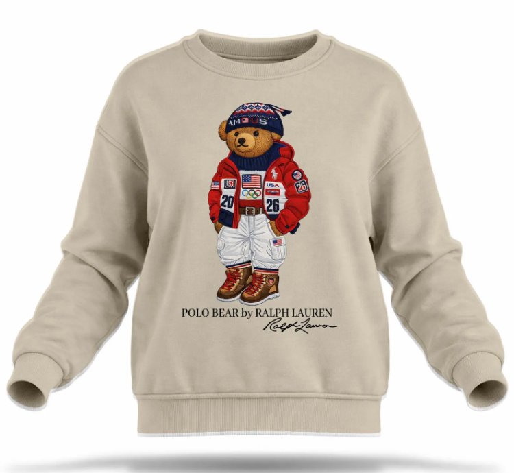 Polo Bear Sweatshirt Pluppy Bear Design Winter Gift Sand