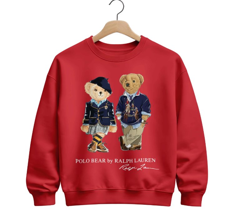 Polo Ralph Lauren Icon Bear Usa Flag Sweatshirt Maroon