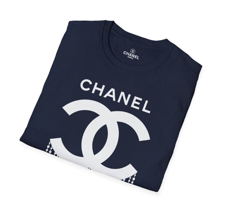 Chanel Logo Necklace Navy T-shirt - Size Usa