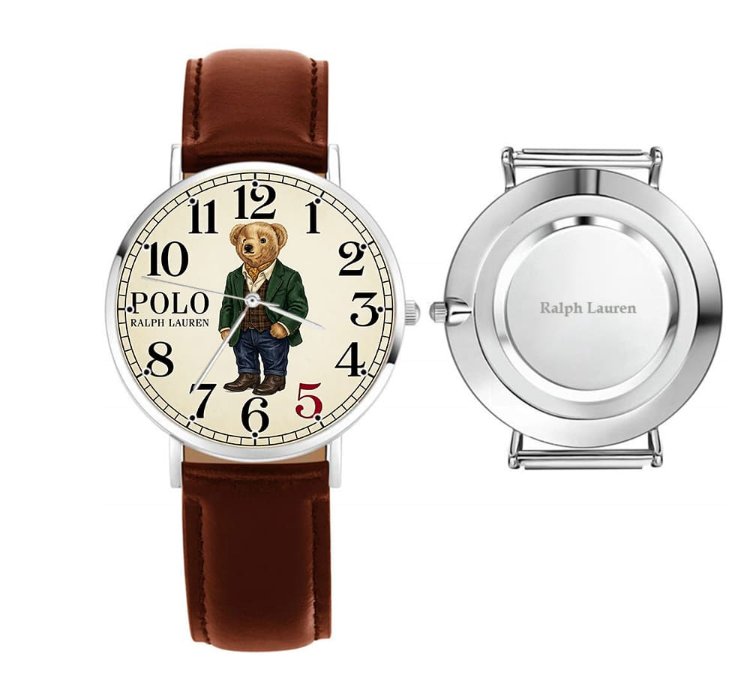 Elegant Ivy Style Teddy Bear Mens Wrist Watch220 Leather Brown