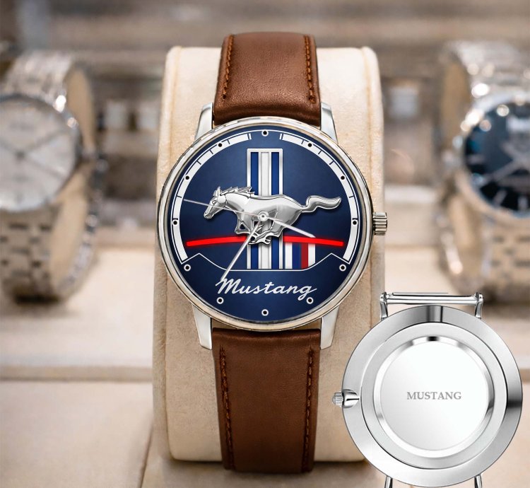 Mustang Logo Classic Watch For Men With Silver Steel Strap