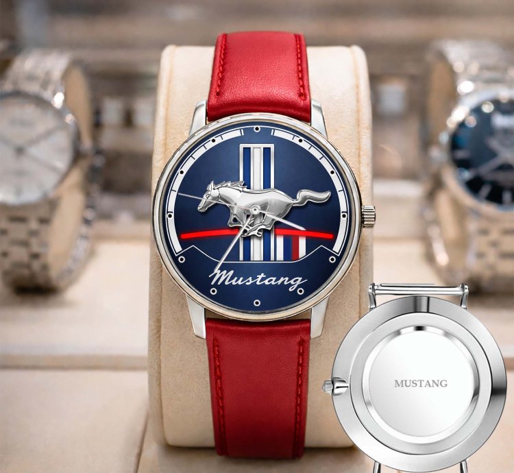 Mustang Logo Classic Watch For Men With Silver Steel Strap