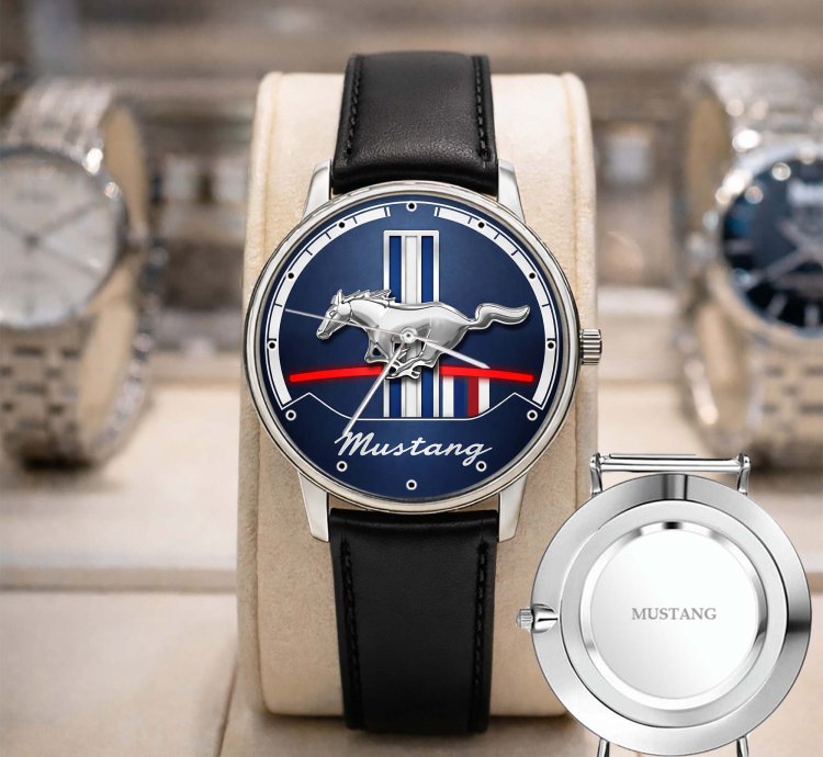 Mustang Logo Classic Watch For Men With Silver Steel Strap