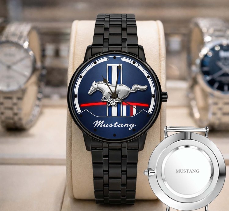 Mustang Logo Classic Watch For Men With Silver Steel Strap