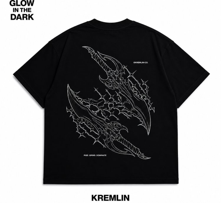 Kremlin Rise - T-shirt Boxy Os Fit Glow In The Dark Black