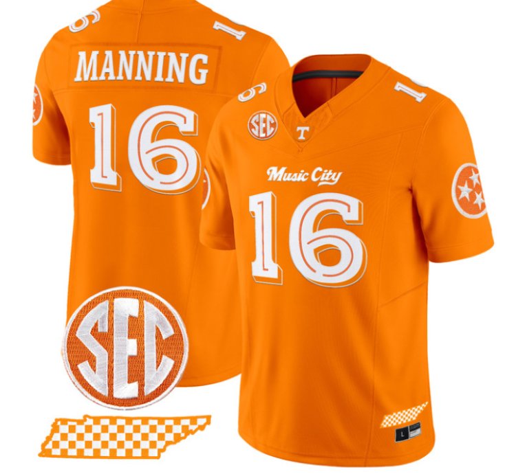 Peyton Manning Jersey 16 Tennessee Vols Music City Edition Stitched Orange