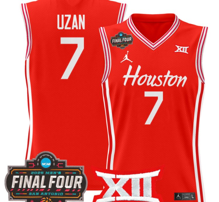 Milos Uzan Jersey 7 Houston Cougars 2025 Final Four Patch Stitched Red