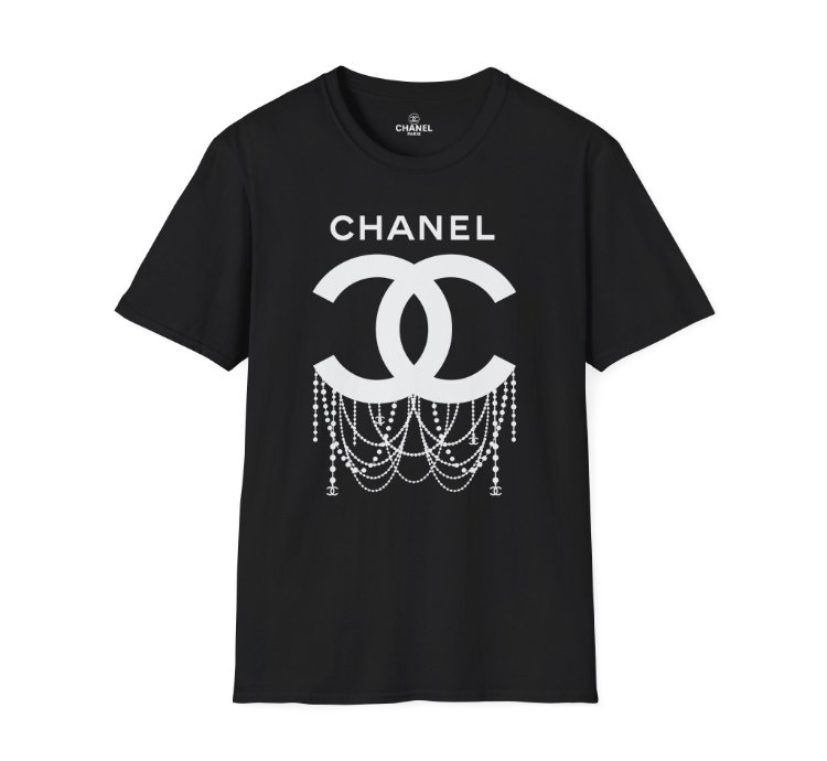 Chanel Logo Necklace Black T-shirt - Size Usa