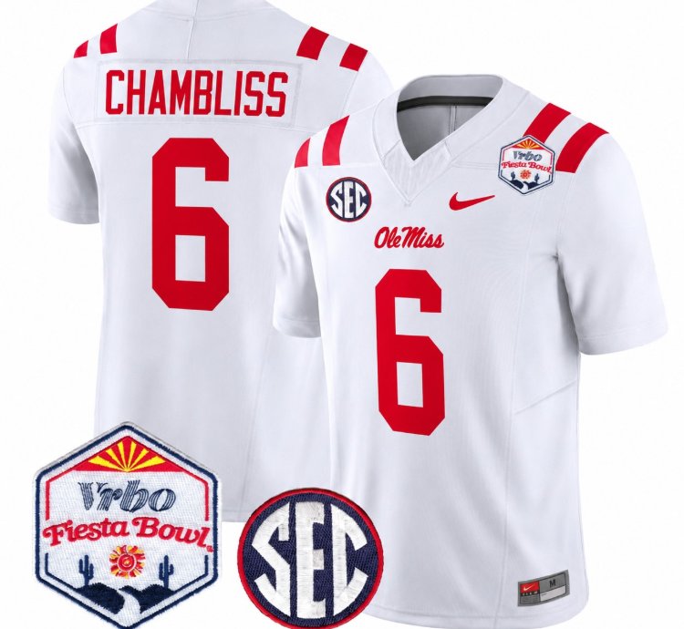Trinidad Chambliss 6 Ole Miss Rebels Football Jersey 2026 Fiesta Bow Vapor Patch All Stitched