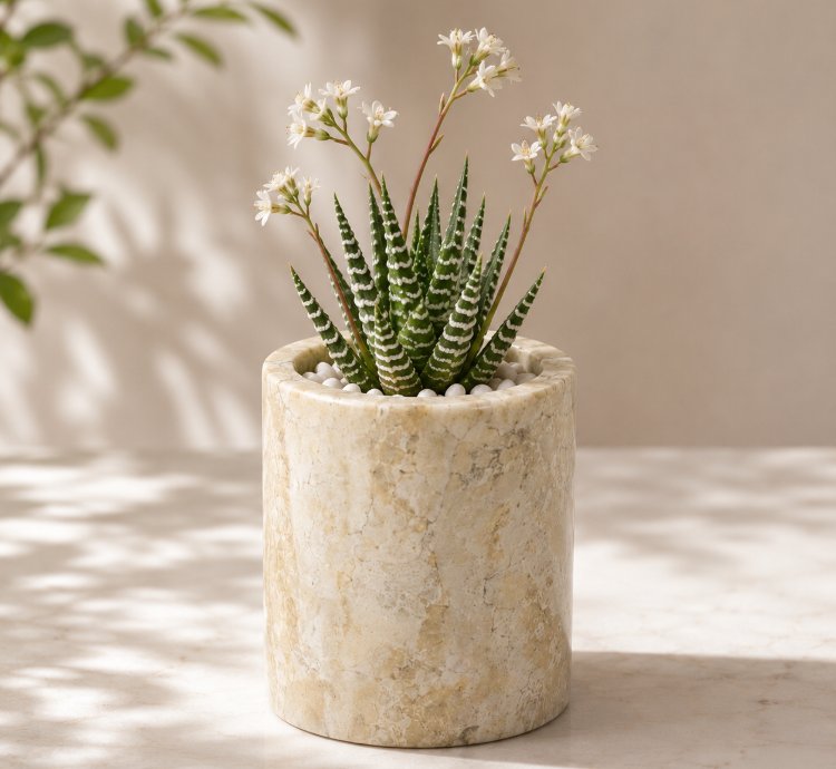 Handmade Natural Marble Vase Glass