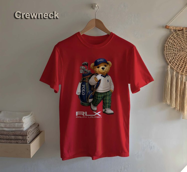Polo T-shirt Bear Playing Golf Design For Men Us Size