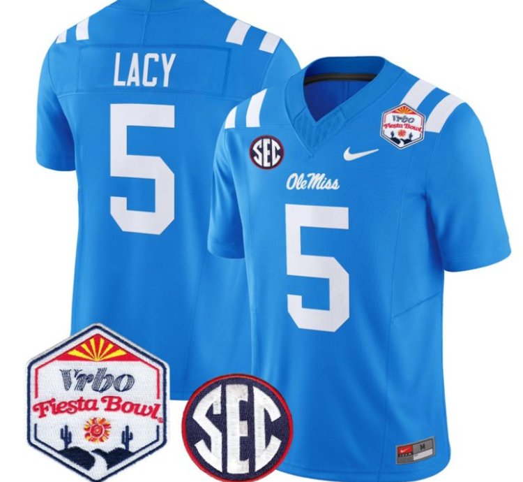 Kewan Lacy 5 Ole Miss Rebels Football Jersey 2026 Fiesta Bow Vapor Patch All Stitched