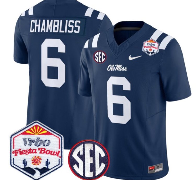 Trinidad Chambliss 6 Ole Miss Rebels Football Jersey 2026 Fiesta Bow Vapor Patch All Stitched