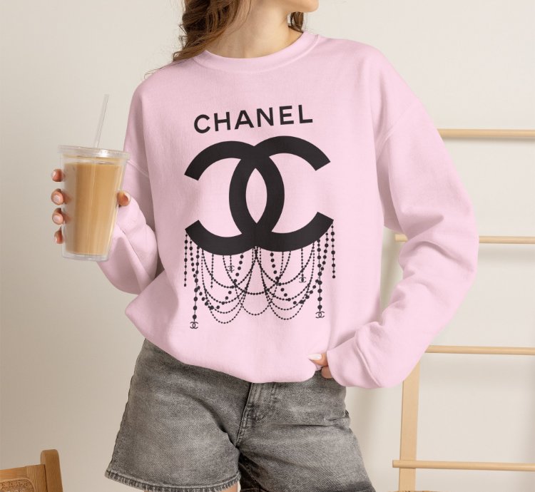 Chanel Logo Necklace Light Pink Sweatshirt - Size Usa