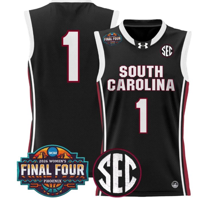Team Jersey 1 South Carolina 2026 Final Four Basketball Stitched Black