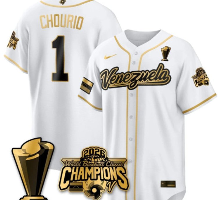 Jackson Chourio 1 Venezuela Baseball Jersey 2026 World Baseball Classic Champions Limited Stitched