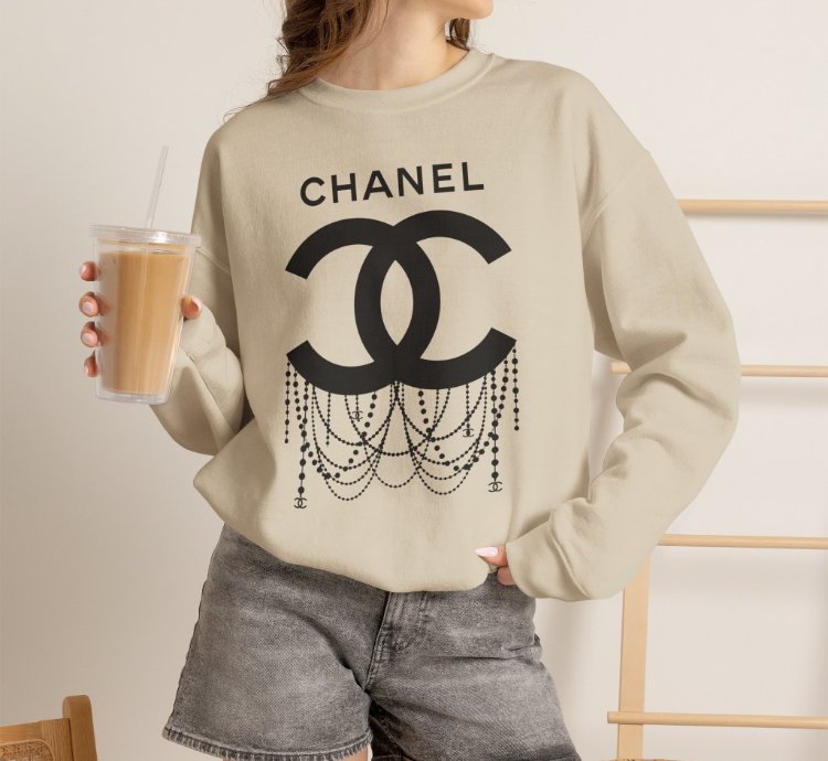 Chanel Logo Necklace Sand Sweatshirt - Size Usa