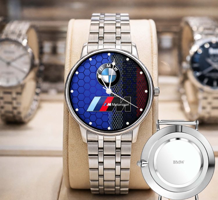 Bmw Logo Custom Analog Watch Stainless Steel Mens Bm1