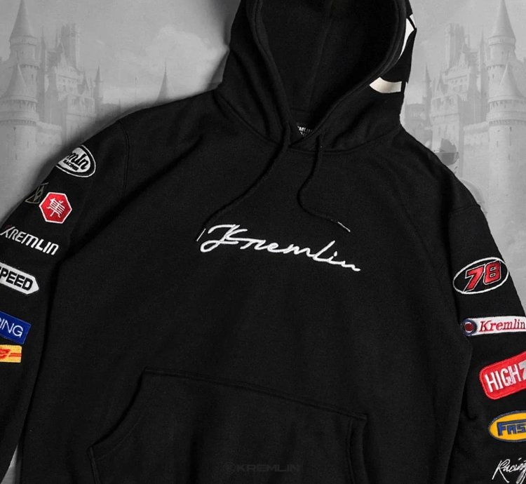 Kremlin - Racer Pullover Hoodie Embroidered Ironhorse Series Black