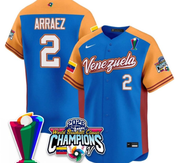 Luis Arraez 2 Venezuela Baseball Jersey 2026 World Baseball Classic Champions Limited Stitched