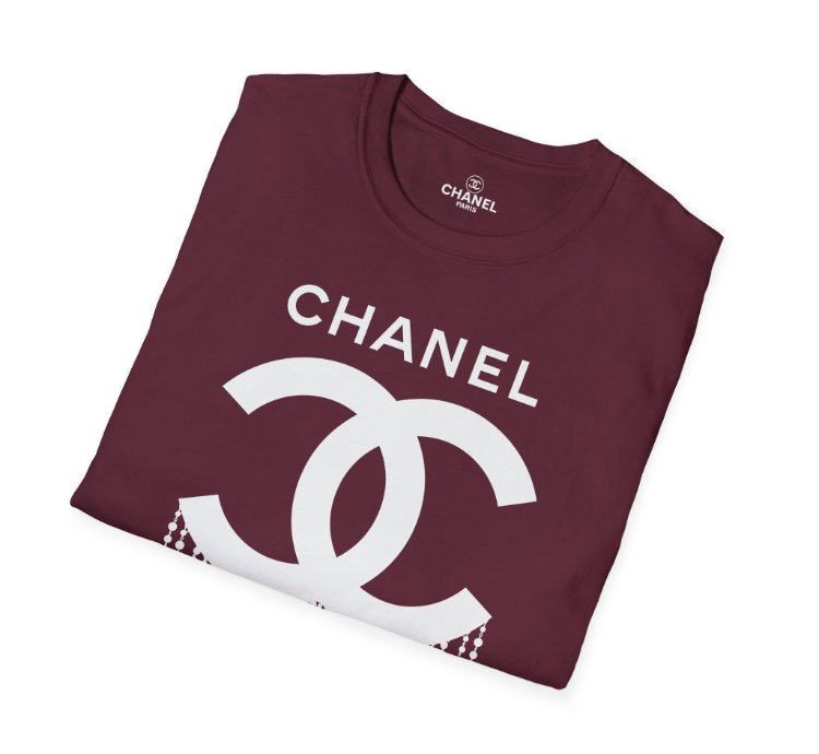 Chanel Logo Necklace Maroon T-shirt - Size Usa