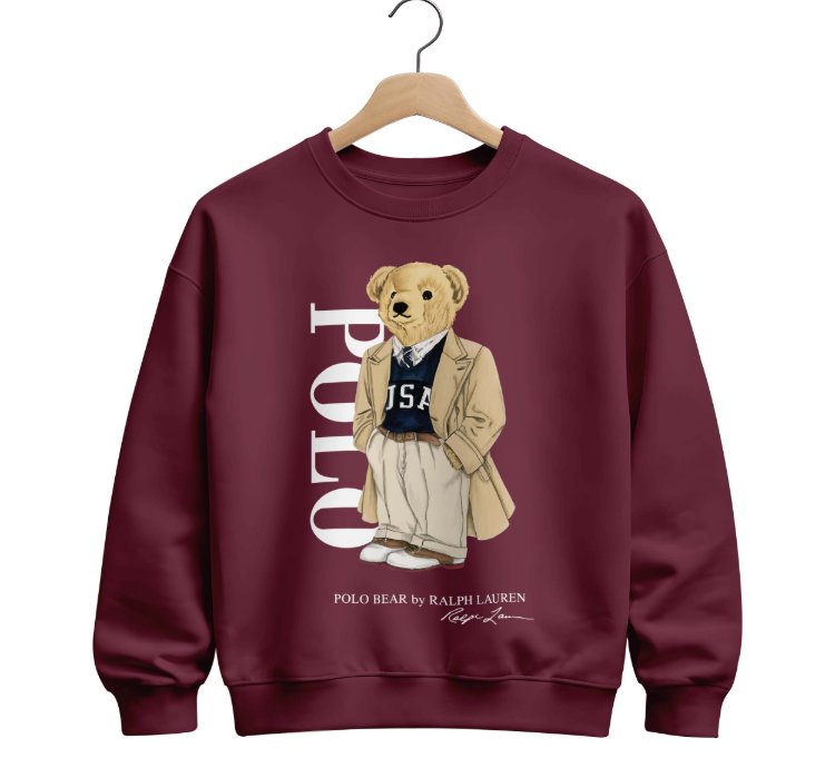 Polo Ralph Lauren Icon Bear Usa Flag Sweatshirt Red