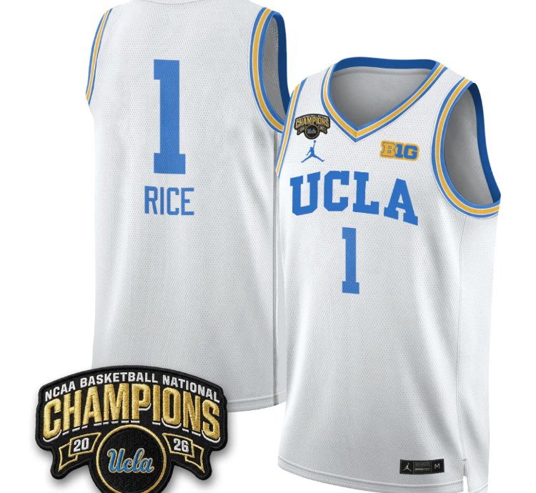 Kiki Rice Jersey 1 Ucla Basketball Champion 2026 Limited Stitched White