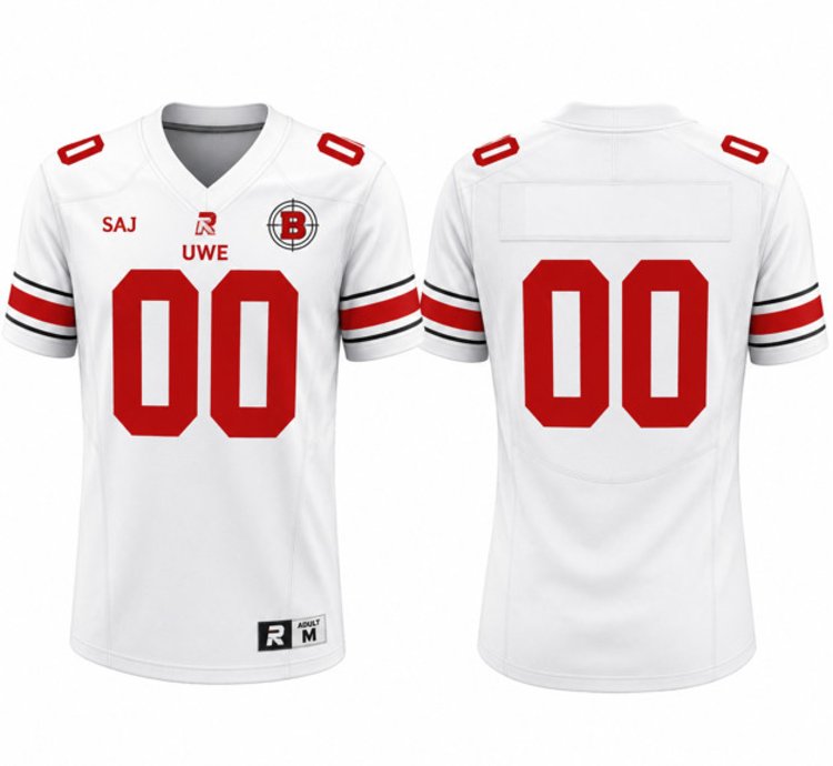 Custom Blank Name Uwe Bullets Football Jersey Home Vapor Patch All Stitched White