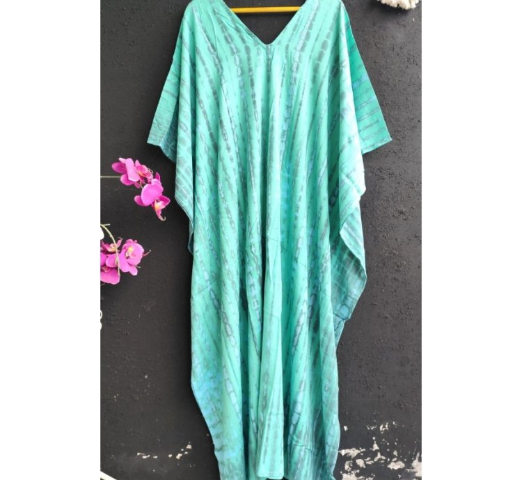 Womens Resort Kaftan Airy Maxi Dress With V Neck Design