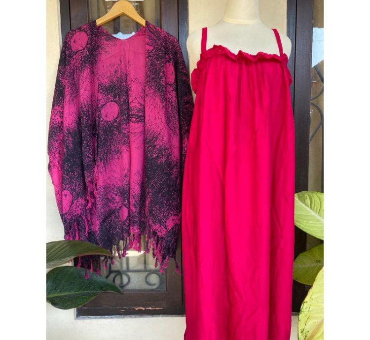 Flowy Rayon Dress And Kimono